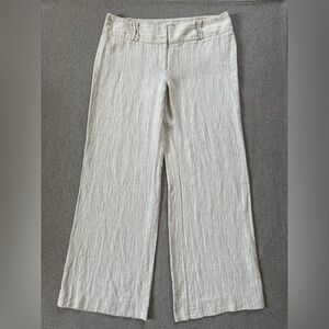 INC International Concepts wide leg stripe gray 100% linen pants‎ women’s 14